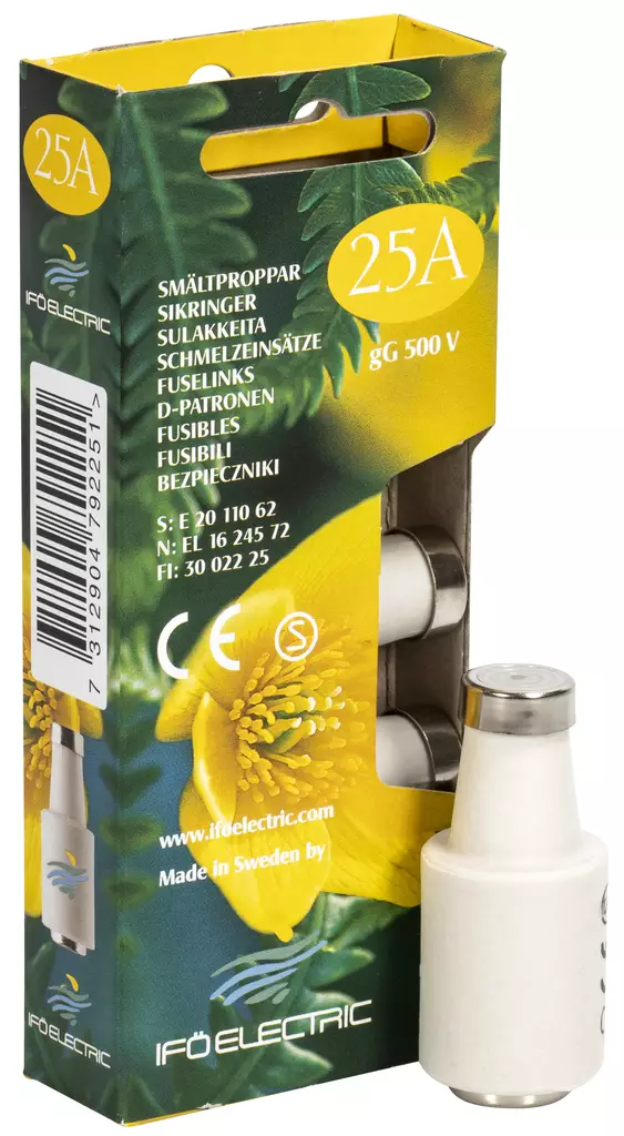 SULAKE 25A 5 KPL - Sähköasennustarvikkeet, rasiat ja sulakkeet - 1960 - 1