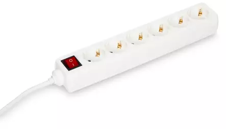 JATKOJOHTO 6-OS 3M VALKOINEN KYTKIMELLÄ - Jatkojohdot, kelat ja tarvikkeet - 1370 - 1