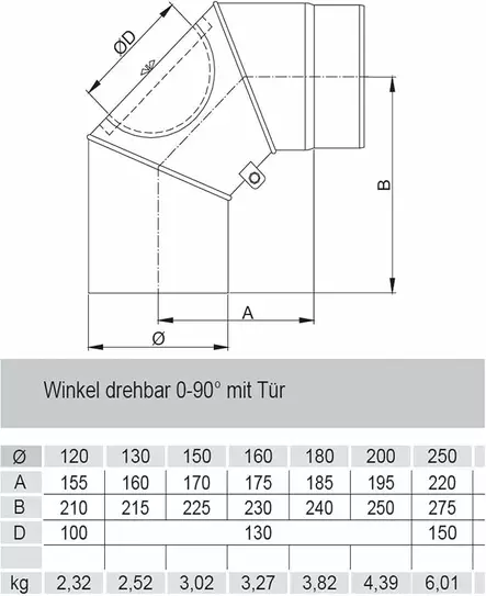 JEREMIAS SAVUPUTKI NIVEL ø 120mm / 0-90° NUOHOUSLUUKULLA - Savupiiput - 6860 - 2