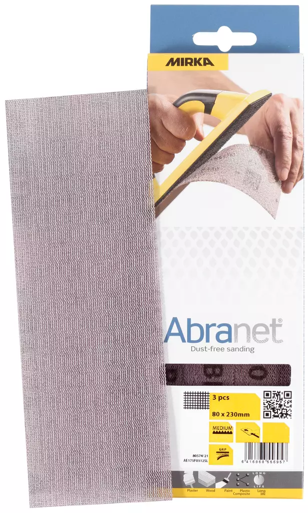 HIOMAPAPERI 80X230MM P80 ABRANET 3KPL - Käsihiomatarvikkeet - 1241 - 1