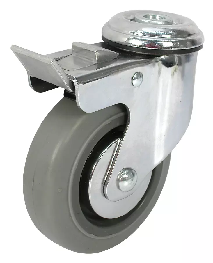 PYÖRÄ VAUNUN KÄÄNT.JARRUL.80MM HARMAA - Kalustepyörät - 561 - 1