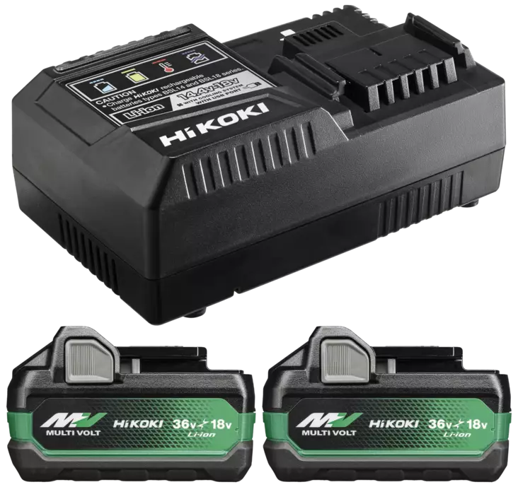 HIKOKI AKKUPAKETTI 36V 2 X BSL36A18X + LATURI UC18YSL3 MV - Akut ja laturit - 1162 - 1