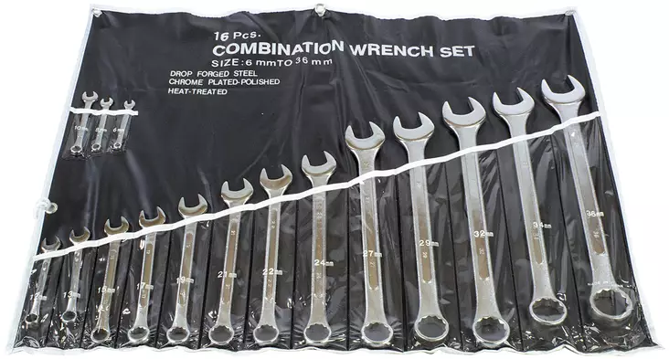 KIINTOAVAINSARJA 16-OSAINEN X016027 10-36MM - Kiinto- ja lenkkiavaimet - 4352 - 1