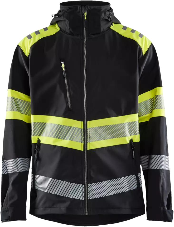 SOFTSHELL TAKKI HI-VIS M 4494-2513-9933 MUSTA/FL.K - Huomiotakit - 2142 - 1