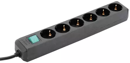 JATKOJOHTO 6-OS 1,5M MUSTA KYTKIMELLÄ - Jatkojohdot, kelat ja tarvikkeet - 1742 - 1