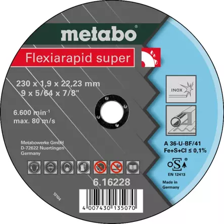 METABO KATKAISULAIKKA 230X1,9MM INOX FLEXIARAPID SUPER - Katkaisulaikat - 7542 - 1