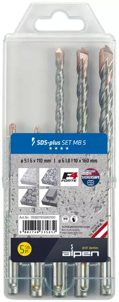 PORANTERÄSARJA 5-10MM 5-OS F4 FORTE SDS-PLUS - Poranterät - 432 - 1