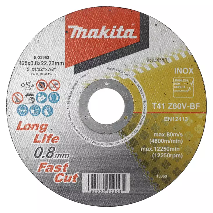 MAKITA KATKAISULAIKKA 125X0,8X22,23 INOX E-22953 - Katkaisulaikat - 8963 - 1