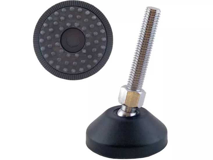 SÄÄTÖJALKA KUMIPOHJALLA M8X30 TERÄS/MUSTA - Kalustehelat - 4593 - 1