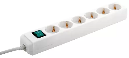 JATKOJOHTO 6-OS 1,5M VALKOINEN KYTKIMELLÄ - Jatkojohdot, kelat ja tarvikkeet - 1743 - 1