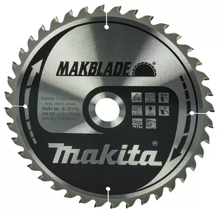 MAKITA PYÖRÖSAHANTERÄ PUULLE 260X30X2,3 Z40 B-32770 - Pyörösahanterät - 8923 - 1