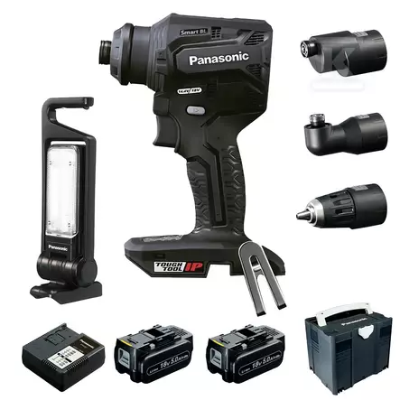PANASONIC 18V AKKUPORAKONESETTI 2x5Ah akku, laturi, salkku - Akkukonesarjat - 9493 - 1