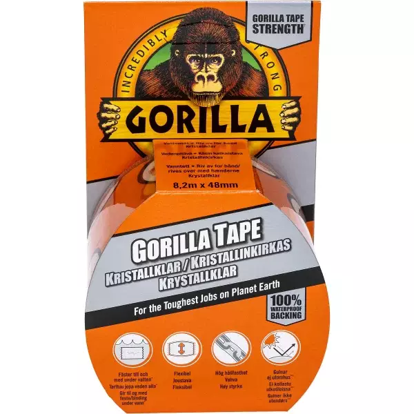 GORILLA-TEIPPI KIRKAS 48MM X 8,2M KORJAUSTEIPPI - Ilmastointiteipit ja kangasteipit - 8634 - 1
