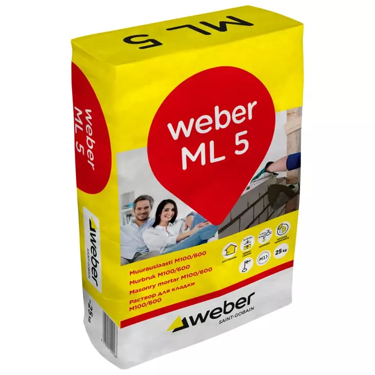 WEBER ML5 MUURAUSLAASTI M100/600 25KG - Muurauslaastit - 7224 - 1