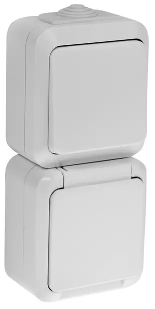 KYTKIN+PISTORASIA IP44 MAAD. KANNELLINEN PINTA-AS. - Pistorasiat ja kytkimet - 3754 - 1