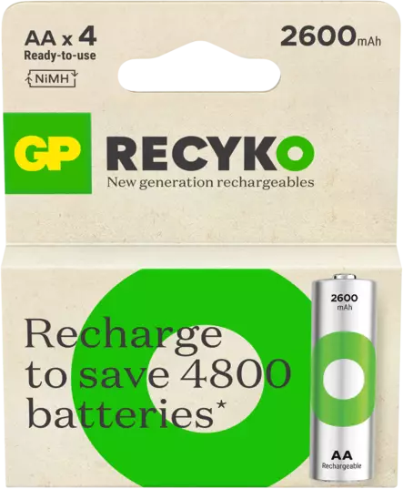 LADATTAVA PARISTO 1,2V AA 2600MAH RECYKO 4KPL - Paristot - 1314 - 1