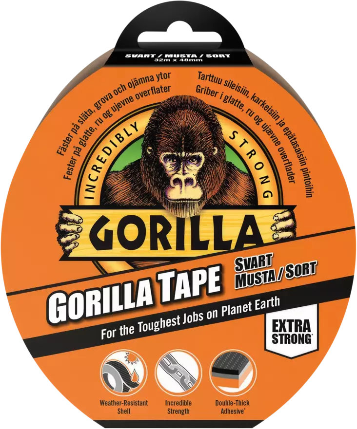 GORILLA-TEIPPI MUSTA 48MM X 32M - Ilmastointiteipit ja kangasteipit - 1225 - 1