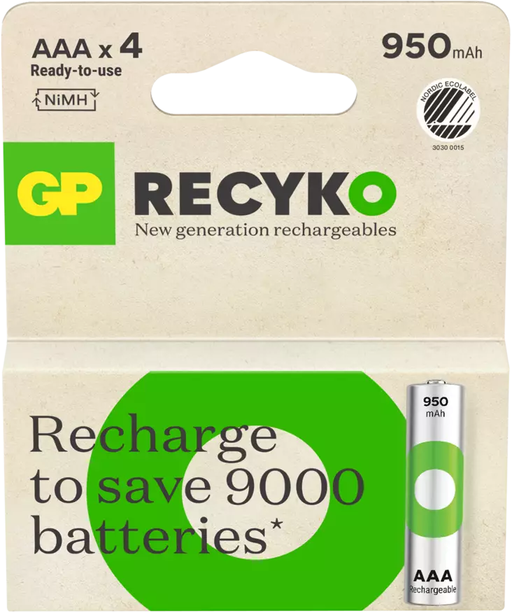 LADATTAVA PARISTO 1,2V AAA 950MAH RECYKO 4KPL - Paristot - 195 - 1