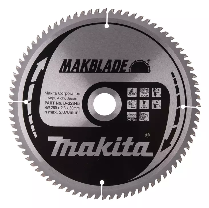 MAKITA PYÖRÖSAHANTERÄ PUULLE 260X30X2,3 Z-80 B-32845 - Pyörösahanterät - 8925 - 1