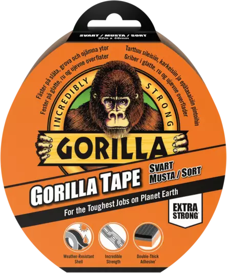 GORILLA-TEIPPI MUSTA 48MM X 32M - Ilmastointiteipit ja kangasteipit - 1225 - 1