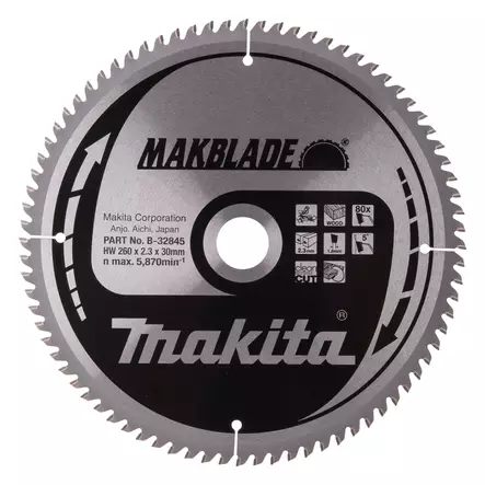 MAKITA PYÖRÖSAHANTERÄ PUULLE 260X30X2,3 Z-80 B-32845 - Pyörösahanterät - 8925 - 1