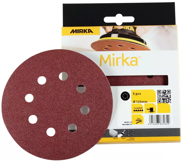 HIOMAPYÖRÖ 125MM 8R P100 PUNAINEN 5KPL - Hiomapyöröt - 1476 - 1