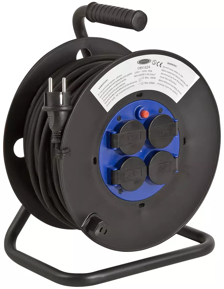 KAAPELIKELA 40M KUMI 4-OS 3X1,5MM - Jatkojohdot, kelat ja tarvikkeet - 2976 - 1