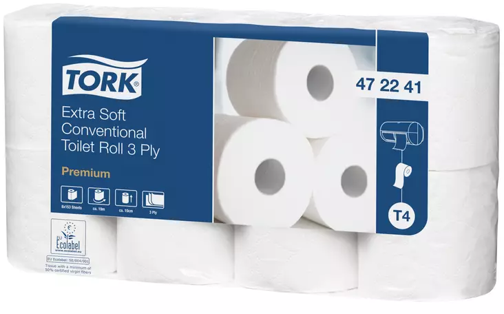 WC-PAPERI 8RRL X5PKT (40RLL) NP472241 TORK EXTRA SOFT 3K T4 - Talouspaperit ja wc-paperit - 3356 - 1