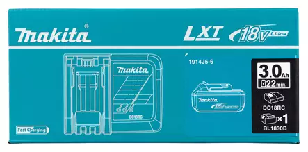 MAKITA AKKULATURIPAKETTI 18V LXT 1914J5-6 1x3,0Ah, DC18RC - Akut ja laturit - 56 - 2