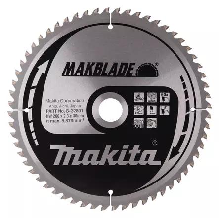 MAKITA PYÖRÖSAHANTERÄ PUULLE 260X30X2,3 Z-60 B-32801 - Pyörösahanterät - 8926 - 1