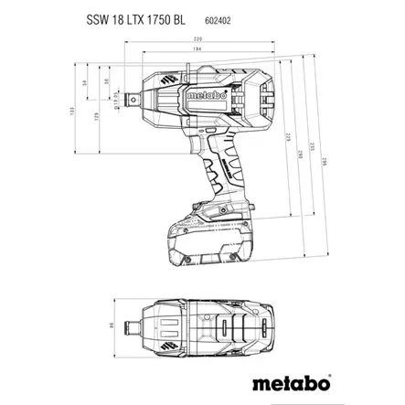 METABO MUTTERINVÄÄNNIN 3/4" SSW 18 LTX 1750 BL - Mutterinvääntimet - 5626 - 2