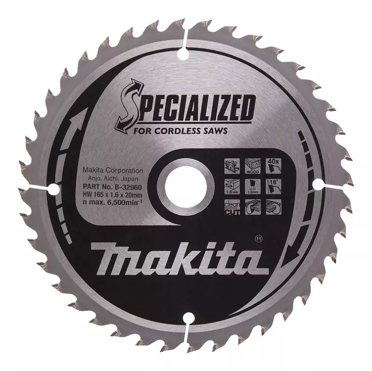 MAKITA PYÖRÖSAHANTERÄ PUULLE 165X20X1,6 Z40 B-32960 - Pyörösahanterät - 8927 - 1