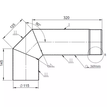 JEREMIAS SAVUPUTKI 90° MUTKA 115mm ø MUSTA - Savupiiput - 7067 - 2