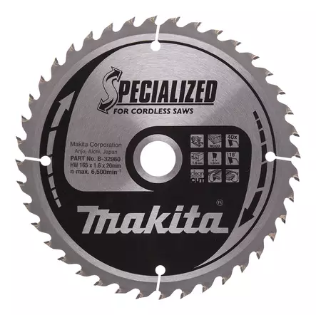 MAKITA PYÖRÖSAHANTERÄ PUULLE 165X20X1,6 Z40 B-32960 - Pyörösahanterät - 8927 - 1
