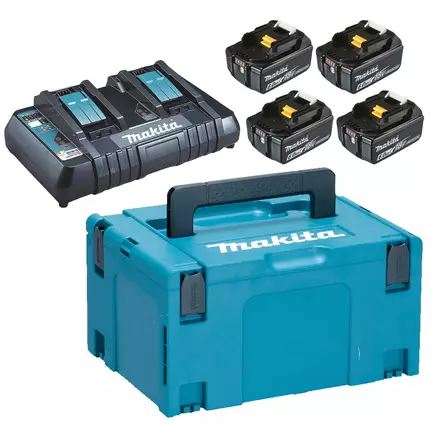 POWERPACK 18V/6.0AH 198091-4 MAKITA 4XAKKU+DC18RD - Akut ja laturit - 8747 - 1
