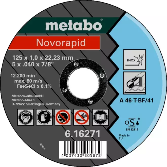 METABO KATKAISULAIKKA 125X1,0MM INOX NOVORAPID - Katkaisulaikat - 6828 - 1