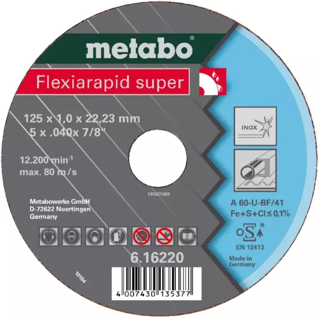 METABO KATKAISULAIKKA 125X1,6MM INOX FLEXIARAPID SUPER - Katkaisulaikat - 6688 - 1