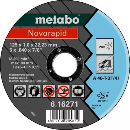 METABO KATKAISULAIKKA 125X1,0MM INOX NOVORAPID - Katkaisulaikat - 6828 - 1