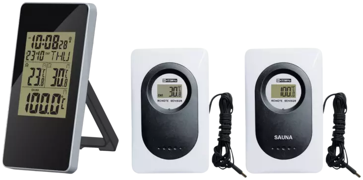 LÄMPÖMITTARI SISÄ/ULKO 3-SENS. SAUNA - Sisälämpömittarit - 2619 - 1